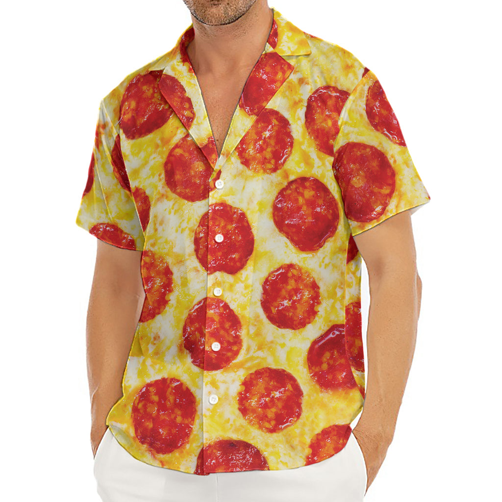 Pepperoni Pizza Print Men's Deep V-Neck Shirt