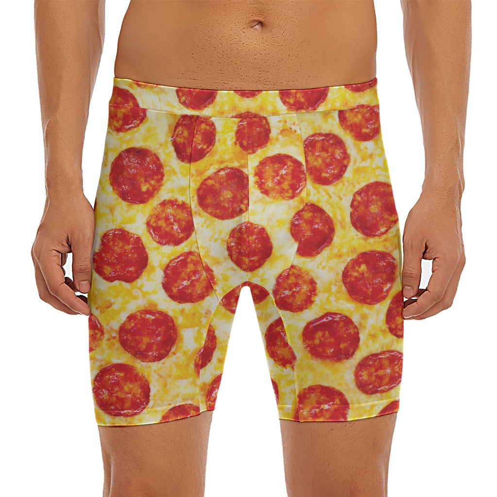 Pepperoni Pizza Print Men's Long Boxer Briefs