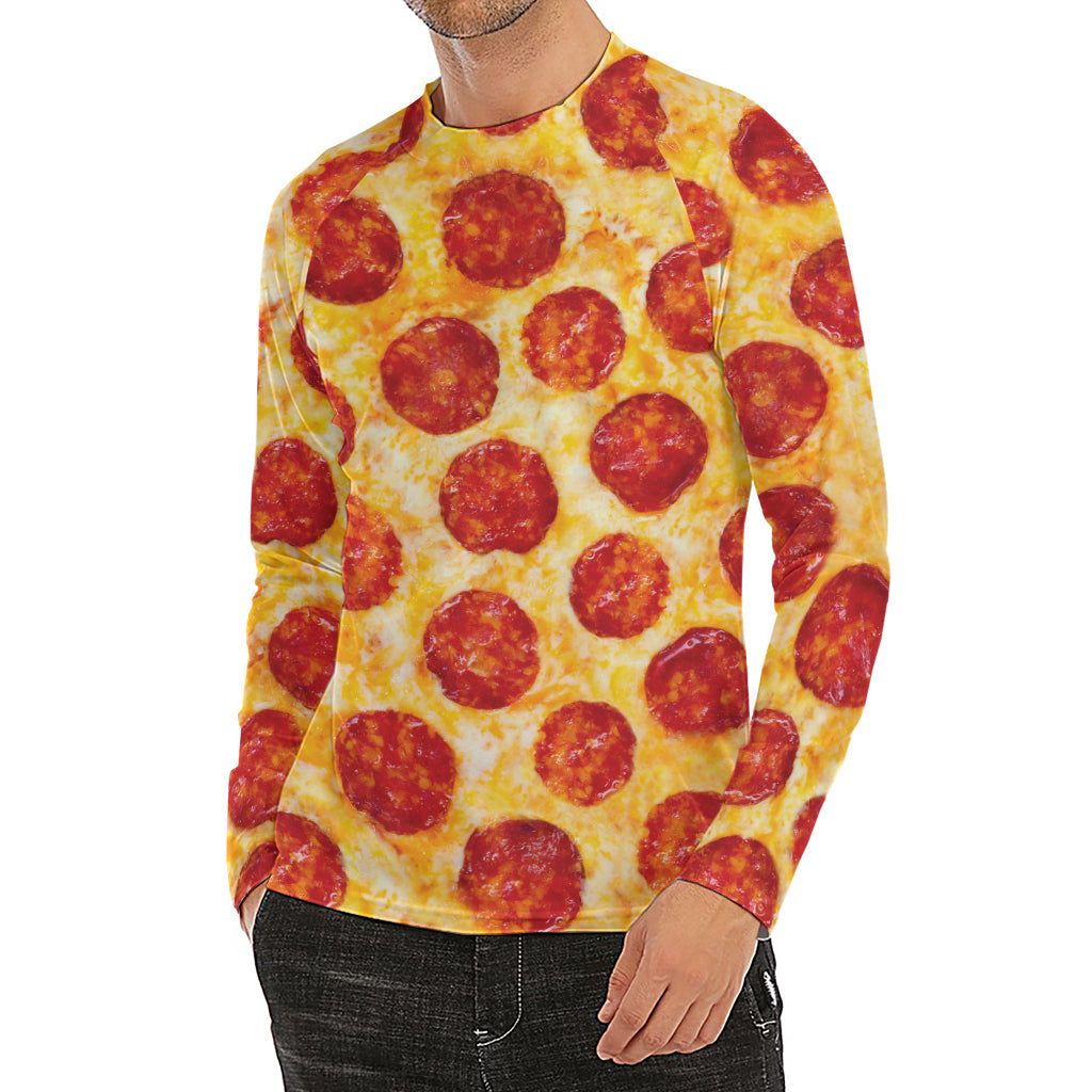 Pepperoni Pizza Print Men's Long Sleeve Rash Guard