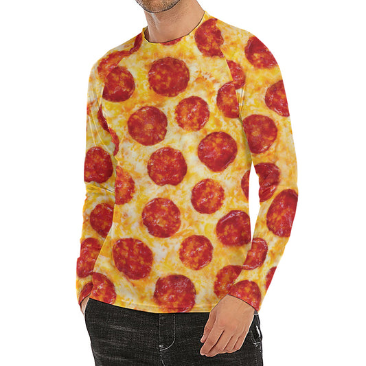 Pepperoni Pizza Print Men's Long Sleeve Rash Guard