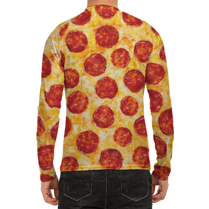 Pepperoni Pizza Print Men's Long Sleeve Rash Guard