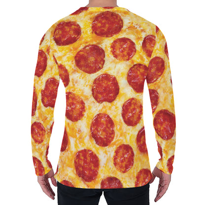 Pepperoni Pizza Print Men's Long Sleeve T-Shirt