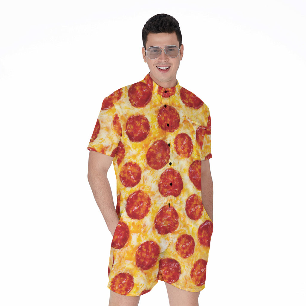 Pepperoni Pizza Print Men's Rompers