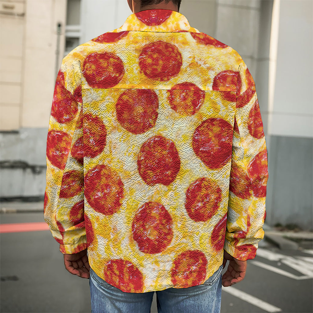 Pepperoni Pizza Print Men's Shirt Jacket