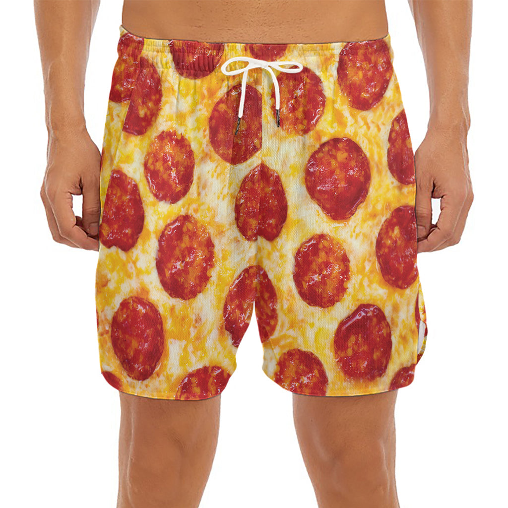 Pepperoni Pizza Print Men's Split Running Shorts