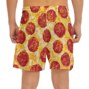 Pepperoni Pizza Print Men's Split Running Shorts