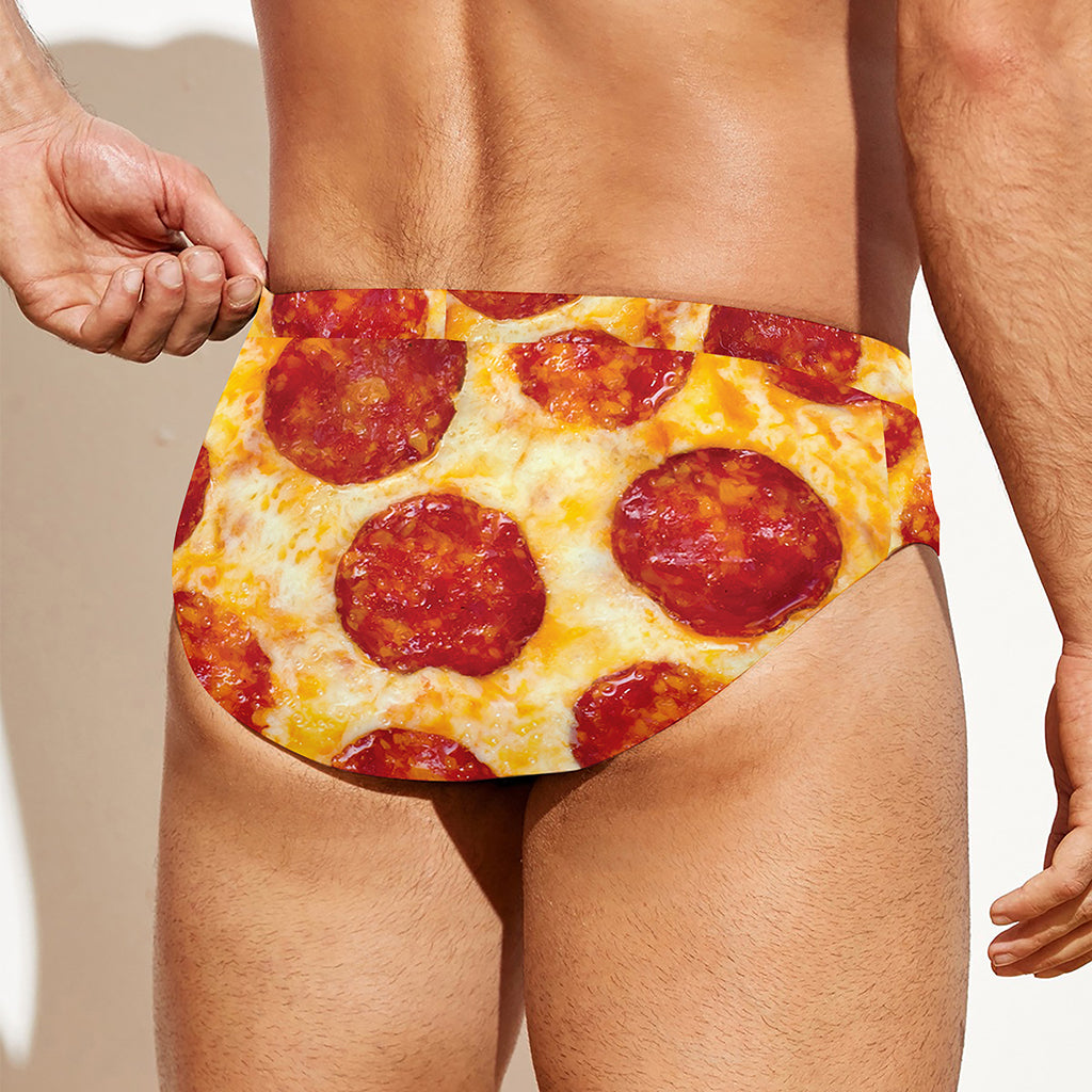 Pepperoni Pizza Print Men's Swim Briefs