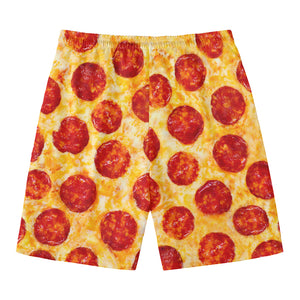 Pepperoni Pizza Print Men's Swim Trunks