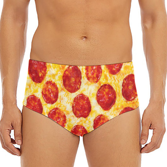 Pepperoni Pizza Print Men's Triangle Swim Briefs