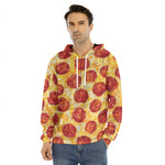 Pepperoni Pizza Print Men's Velvet Pullover Hoodie