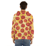 Pepperoni Pizza Print Men's Velvet Pullover Hoodie