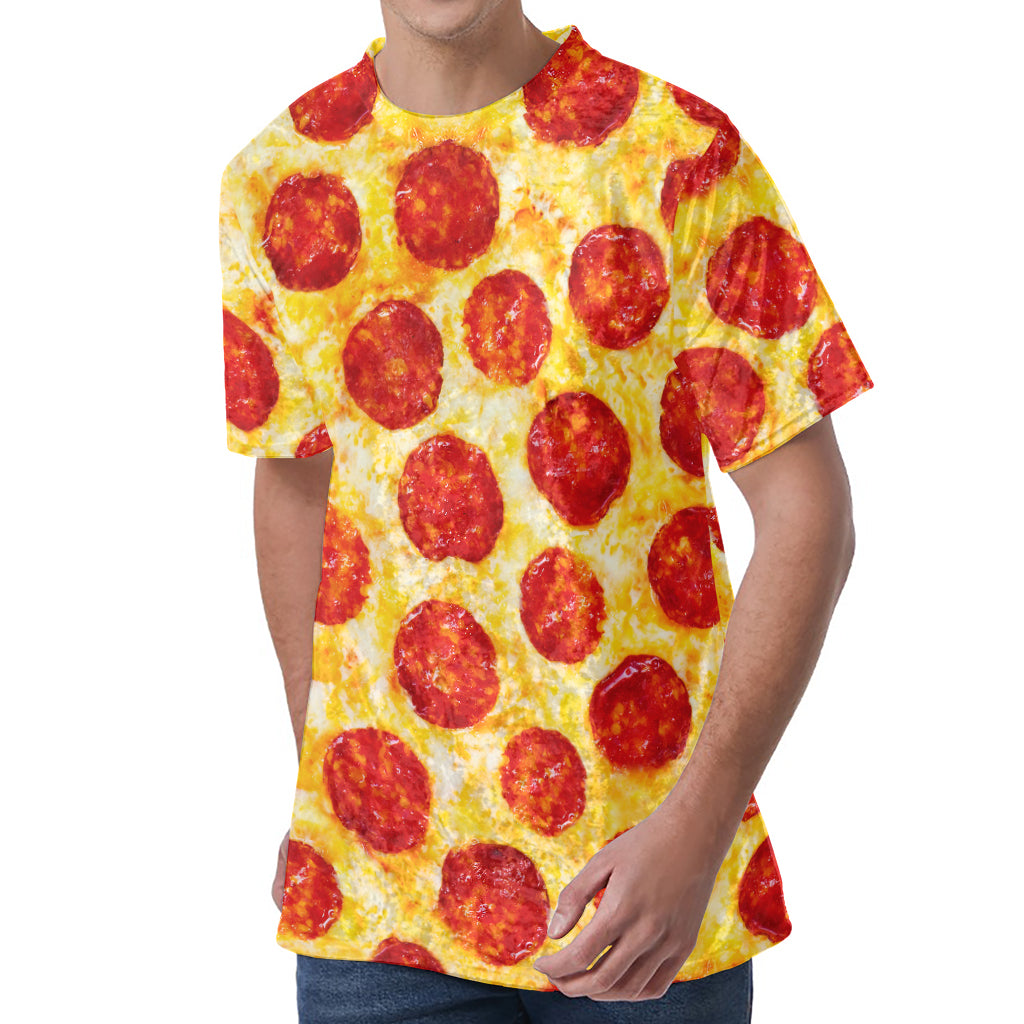 Pepperoni Pizza Print Men's Velvet T-Shirt