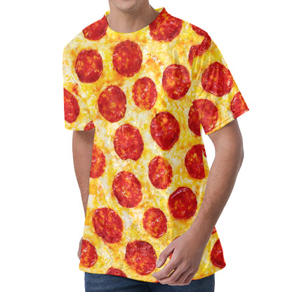 Pepperoni Pizza Print Men's Velvet T-Shirt