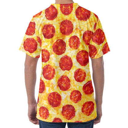Pepperoni Pizza Print Men's Velvet T-Shirt