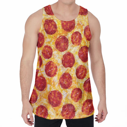 Pepperoni Pizza Print Men's Velvet Tank Top