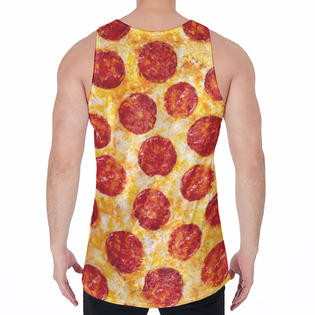 Pepperoni Pizza Print Men's Velvet Tank Top