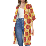 Pepperoni Pizza Print Open Front Beach Cover Up