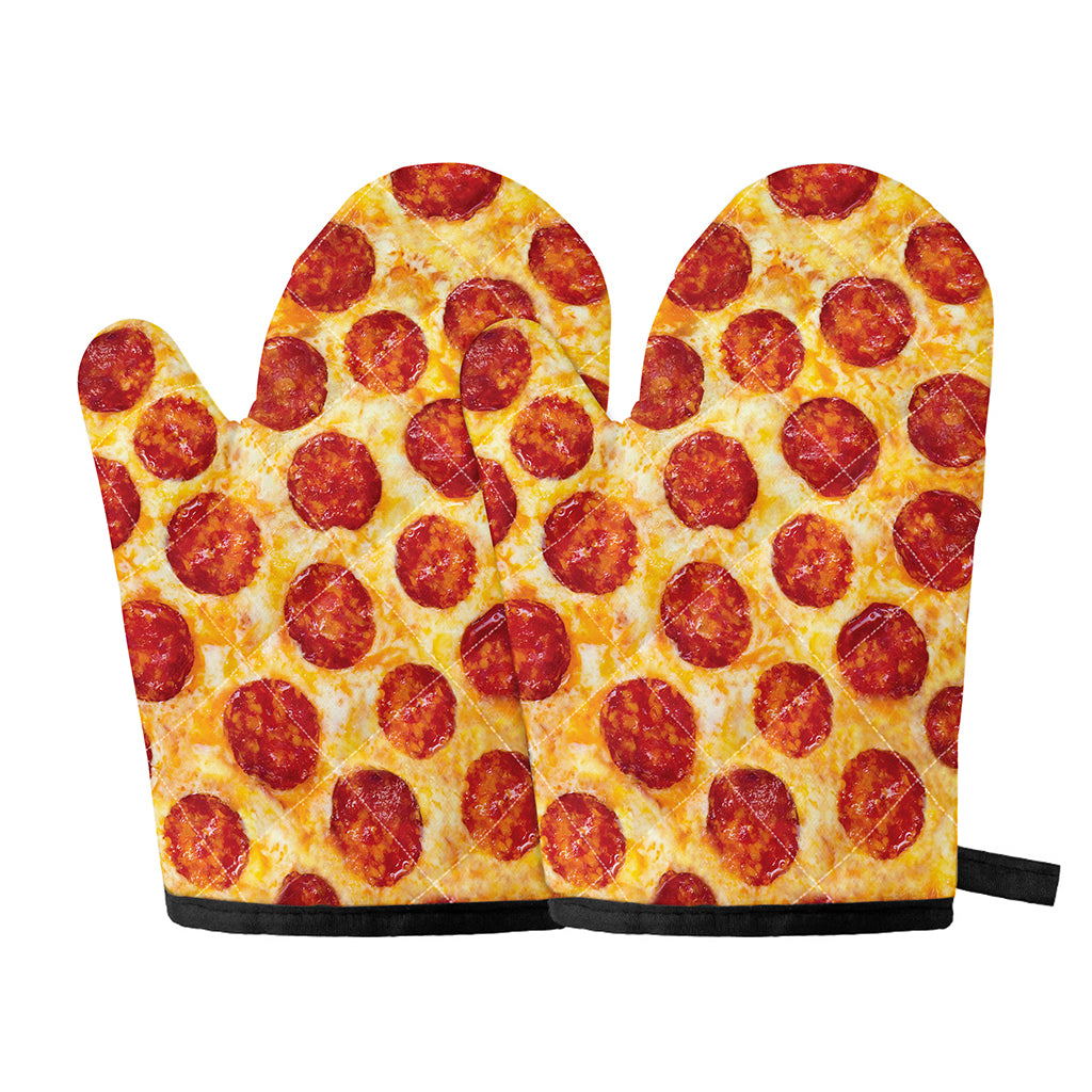 Pepperoni Pizza Print Oven Mitts