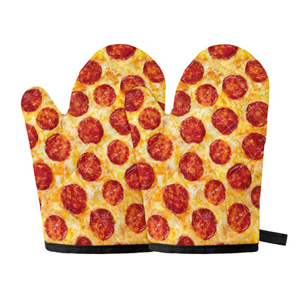 Pepperoni Pizza Print Oven Mitts