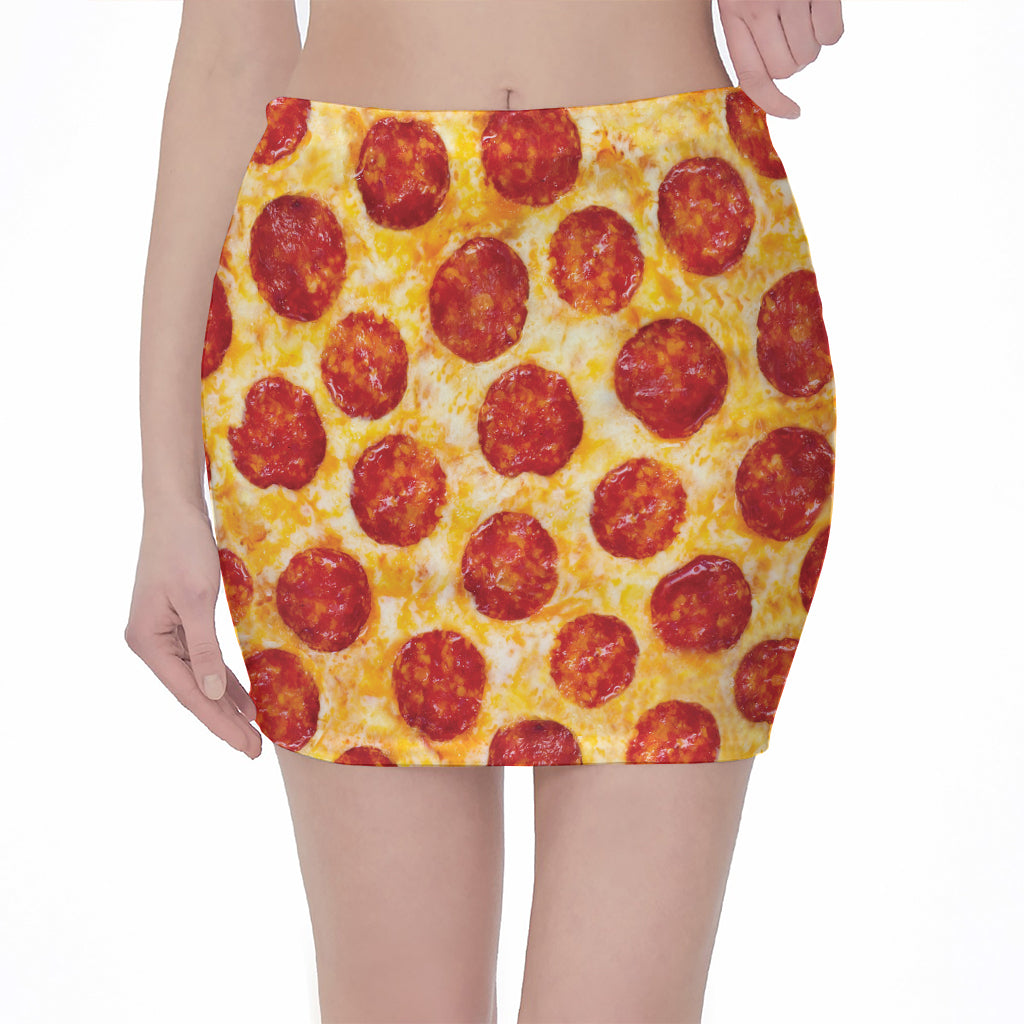 Pepperoni Pizza Print Pencil Mini Skirt