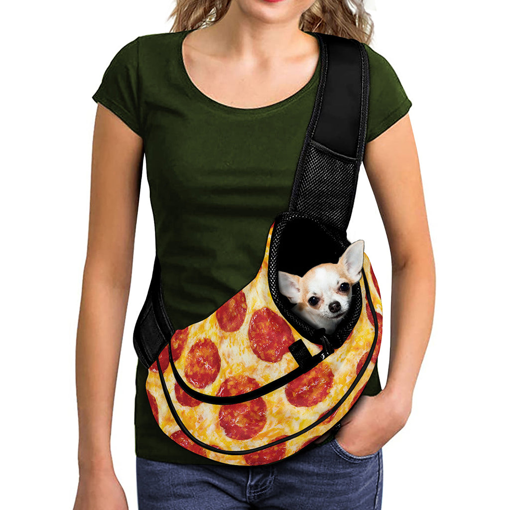 Pepperoni Pizza Print Pet Sling Carrier
