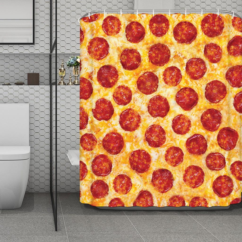 Pepperoni Pizza Print Polyester Shower Curtain