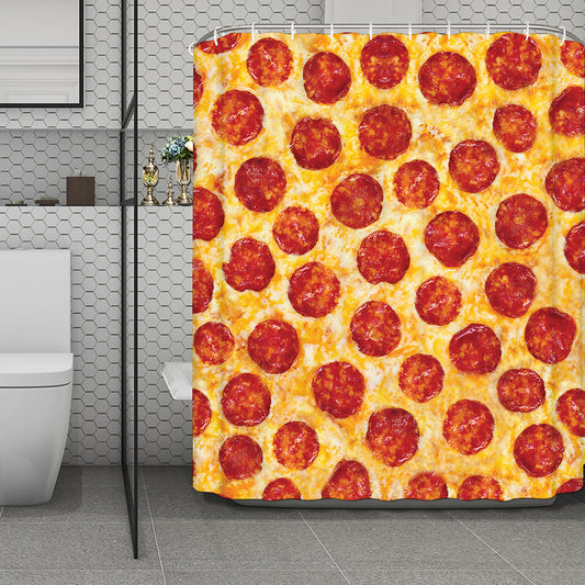 Pepperoni Pizza Print Polyester Shower Curtain