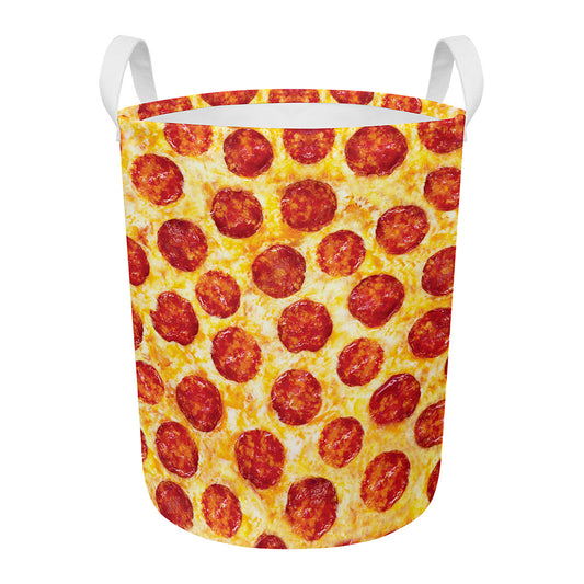 Pepperoni Pizza Print Round Laundry Basket