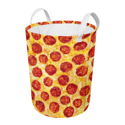 Pepperoni Pizza Print Round Laundry Basket