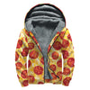 Pepperoni Pizza Print Sherpa Lined Zip Up Hoodie