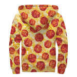 Pepperoni Pizza Print Sherpa Lined Zip Up Hoodie