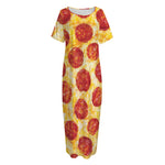 Pepperoni Pizza Print Short Sleeve Long Nightdress