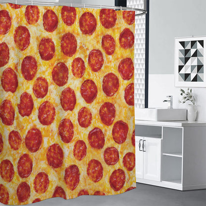 Pepperoni Pizza Print Shower Curtain