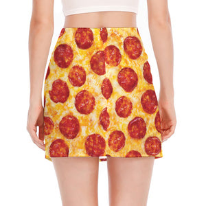 Pepperoni Pizza Print Side Slit Mini Skirt