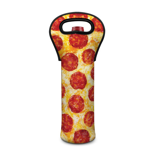Pepperoni Pizza Print Single Neoprene Wine Tote