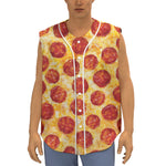 Pepperoni Pizza Print Sleeveless Baseball Jersey