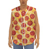 Pepperoni Pizza Print Sleeveless Baseball Jersey