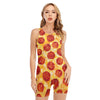 Pepperoni Pizza Print Sleeveless One Piece Swimsuit