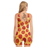 Pepperoni Pizza Print Sleeveless One Piece Swimsuit