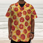 Pepperoni Pizza Print Textured Short Sleeve Shirt