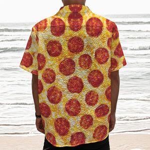 Pepperoni Pizza Print Textured Short Sleeve Shirt