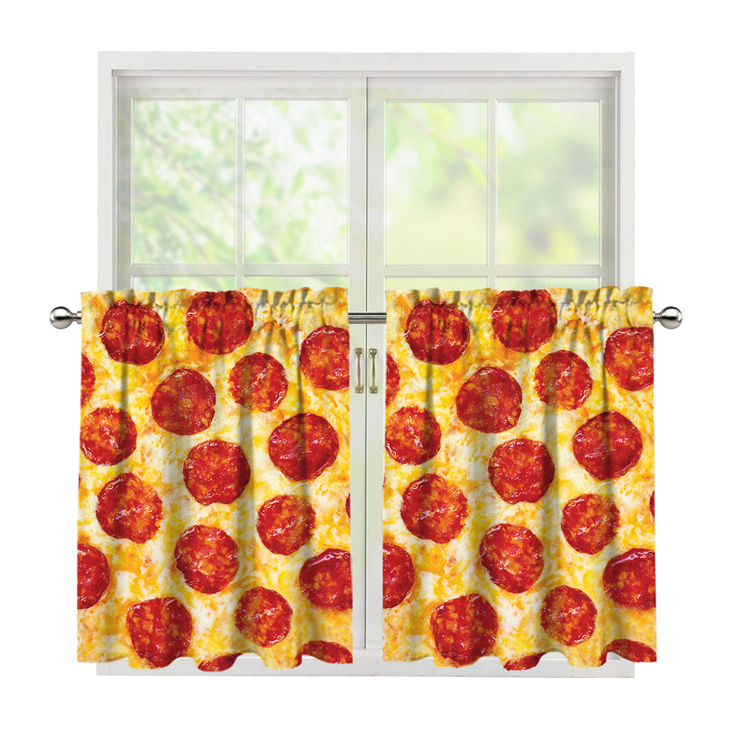 Pepperoni Pizza Print Tier Curtains