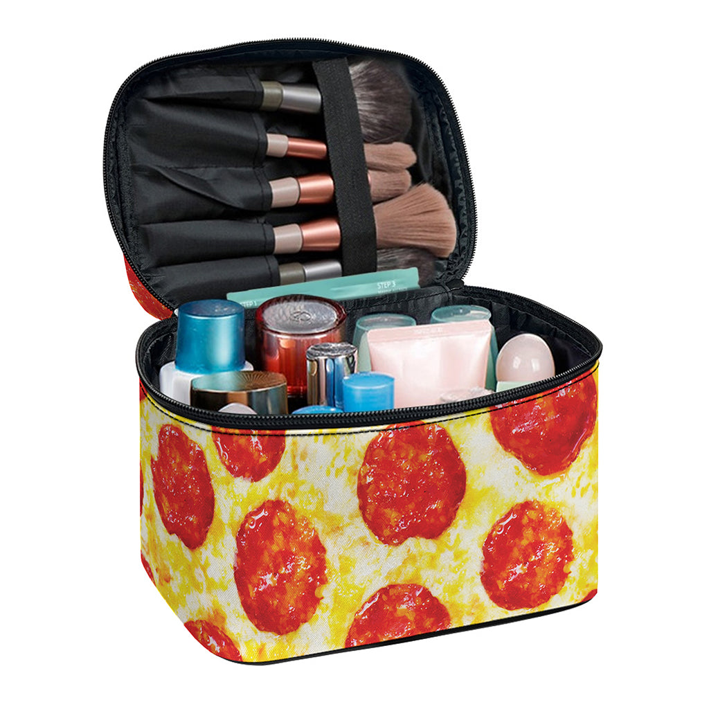 Pepperoni Pizza Print Travel Makeup Bag