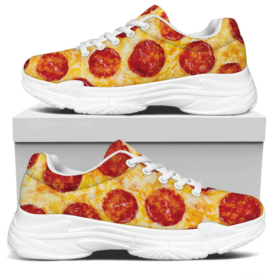 Pepperoni Pizza Print White Chunky Shoes