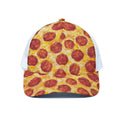 Pepperoni Pizza Print White Mesh Trucker Hat