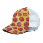 Pepperoni Pizza Print White Mesh Trucker Cap