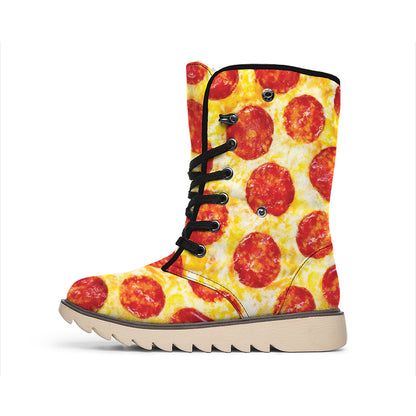 Pepperoni Pizza Print Winter Boots