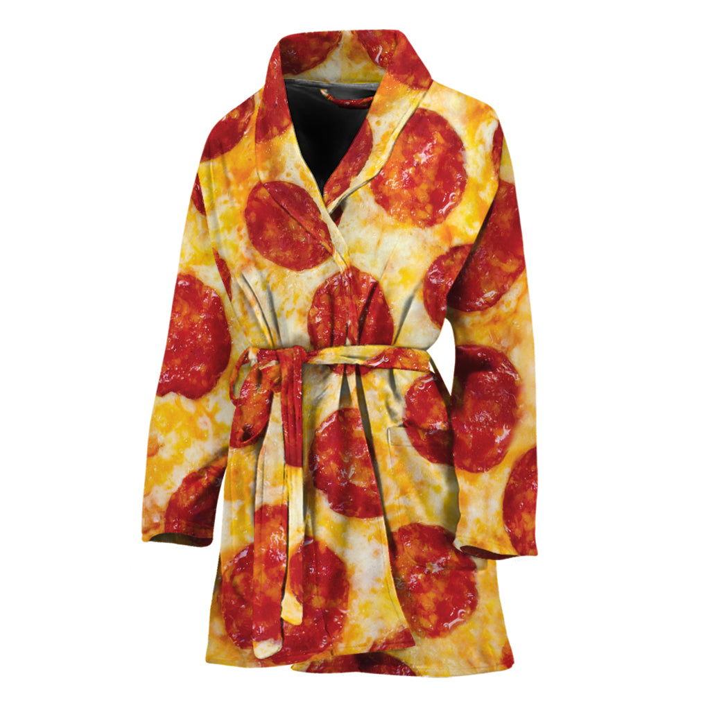 Pepperoni Pizza Print Women's Bathrobe