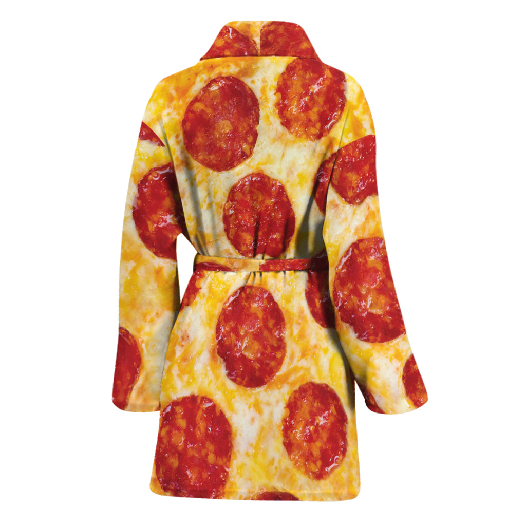 Pepperoni Pizza Print Women's Bathrobe