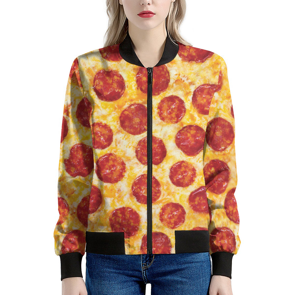 Pepperoni Pizza Print Women's Bomber Jacket